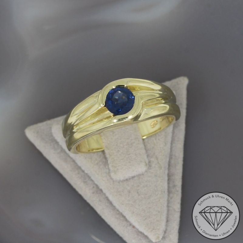 Wert 2400 € Saphir Ring Unisex 585er/14 Karat Gelb Gold Größe 65 – 99876