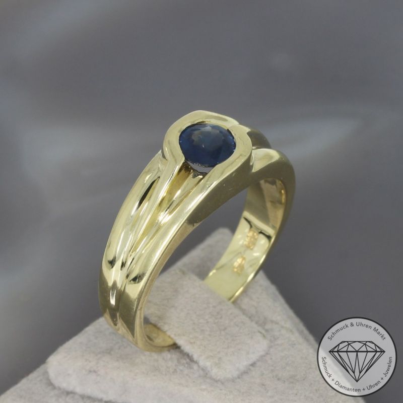 Wert 2400 € Saphir Ring Unisex 585er/14 Karat Gelb Gold Größe 65 – 99876