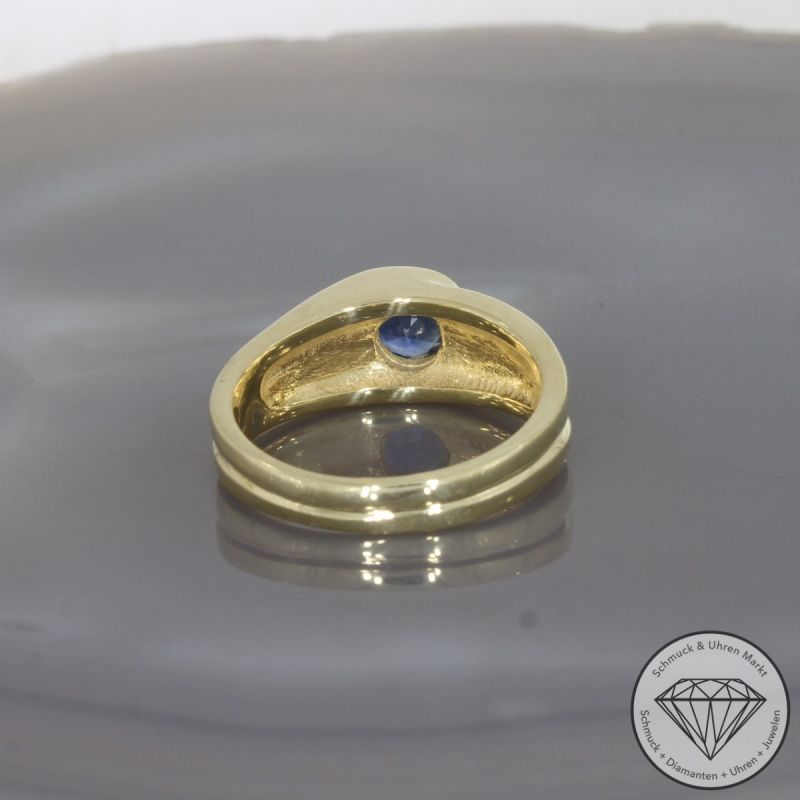 Wert 2400 € Saphir Ring Unisex 585er/14 Karat Gelb Gold Größe 65 – 99876