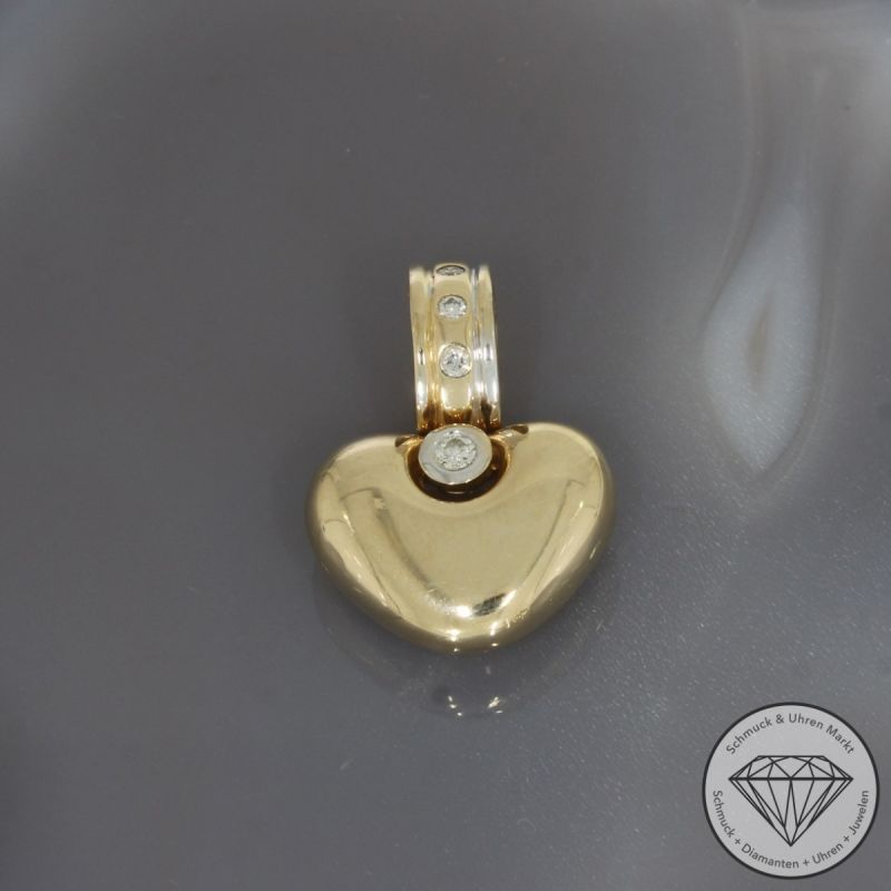 Wert 2390 € Brillant Anhänger Herz (ca. 0,20 carat) in 585er 14 K Gelbgold - 99885