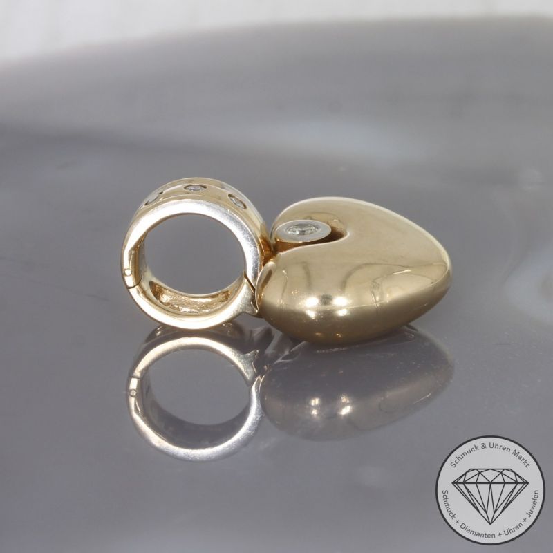 Wert 2390 € Brillant Anhänger Herz (ca. 0,20 carat) in 585er 14 K Gelbgold - 99885