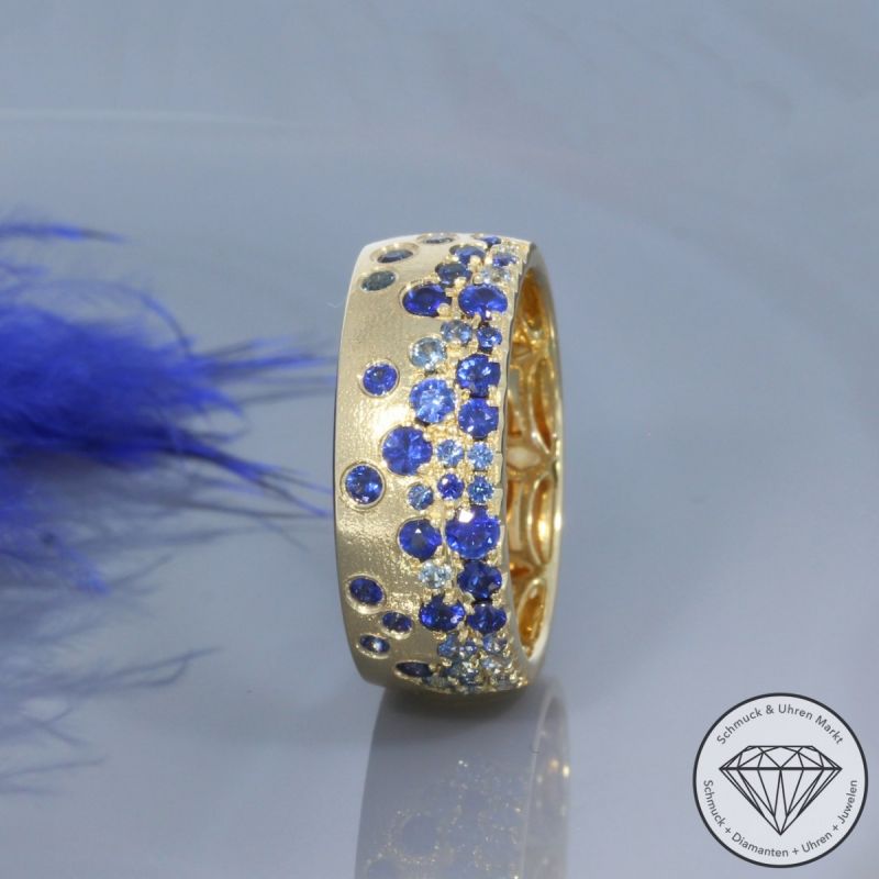 Wert 3190 € Saphir Ring (1,10 carat) in 585er 14 K Gelbgold Gr.54 - H536