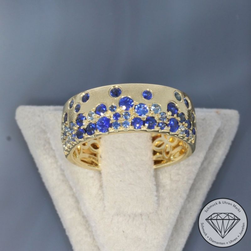 Wert 3190 € Saphir Ring (1,10 carat) in 585er 14 K Gelbgold Gr.54 - H536