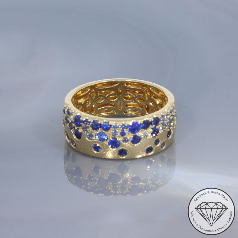 Wert 3190 € Saphir Ring (1,10 carat) in 585er 14 K Gelbgold Gr.54 - H536