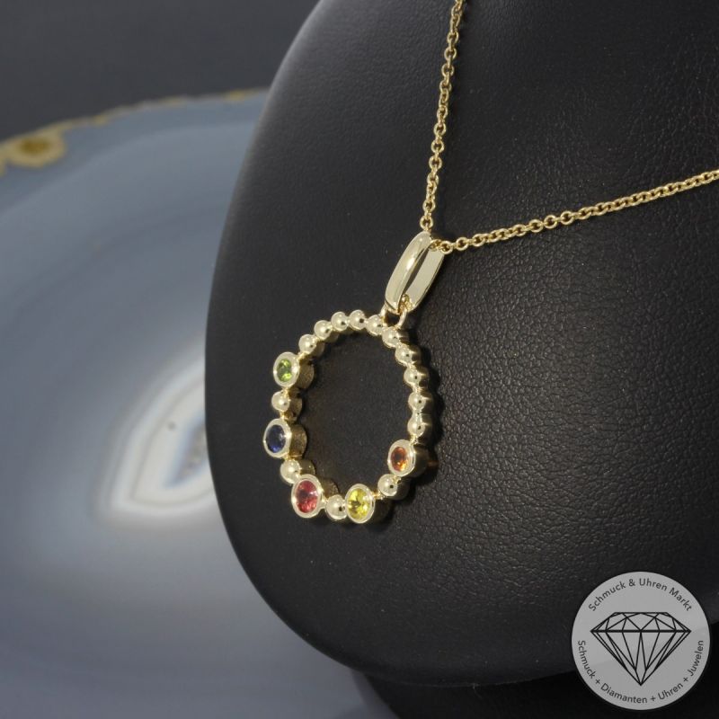 Wert 1950 € Saphir Anhänger mit Kette (0,40 carat) in 585er 14 K Gelbgold - H1003