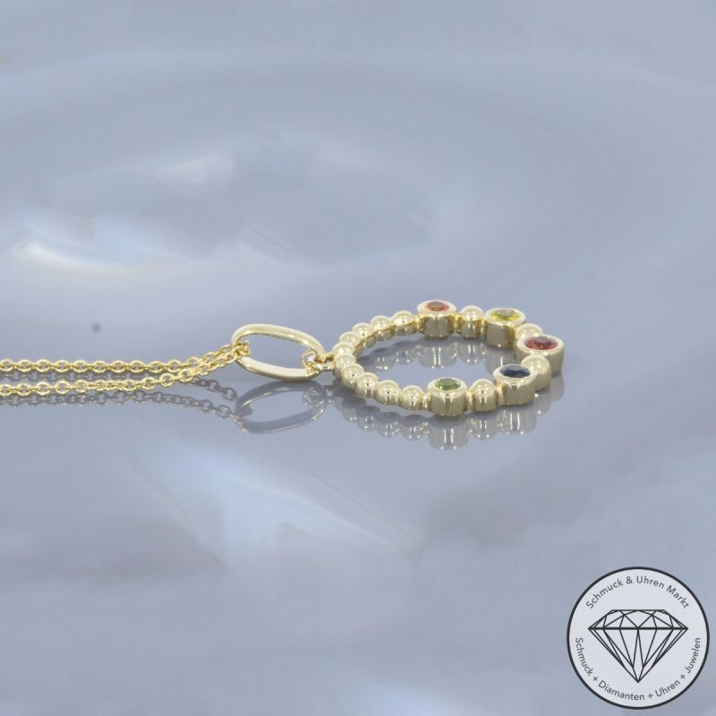 Wert 1950 € Saphir Anhänger mit Kette (0,40 carat) in 585er 14 K Gelbgold - H1003