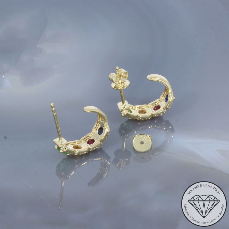 Wert 2690 € Brillant Farbedelstein Ohrringe in 585er 14 K Gelbgold - H1008