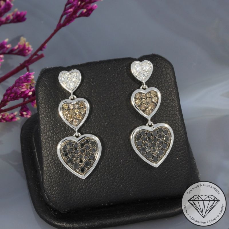 Wert 2350 € Brillant Diamant Herz Ohrringe in 585er 14 K Weißgold - H991