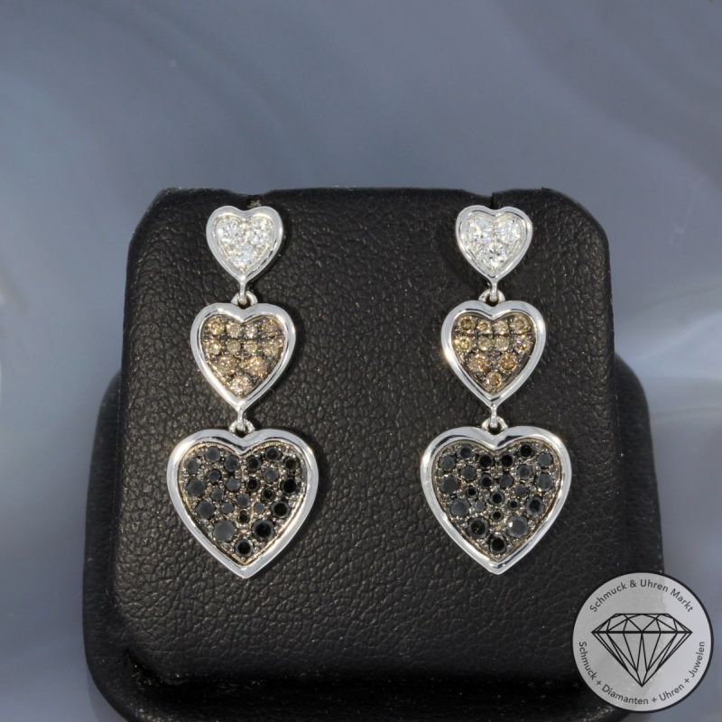Wert 2350 € Brillant Diamant Herz Ohrringe in 585er 14 K Weißgold - H991