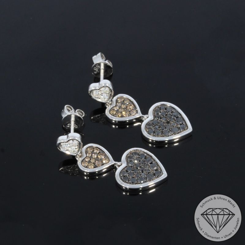 Wert 2350 € Brillant Diamant Herz Ohrringe in 585er 14 K Weißgold - H991