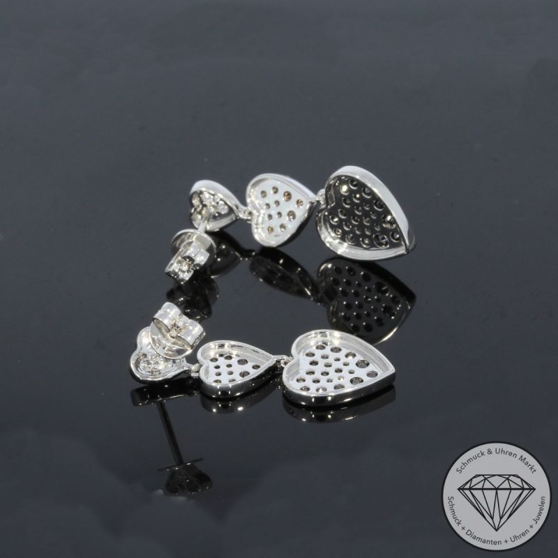 Wert 2350 € Brillant Diamant Herz Ohrringe in 585er 14 K Weißgold - H991