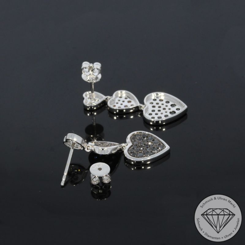 Wert 2350 € Brillant Diamant Herz Ohrringe in 585er 14 K Weißgold - H991