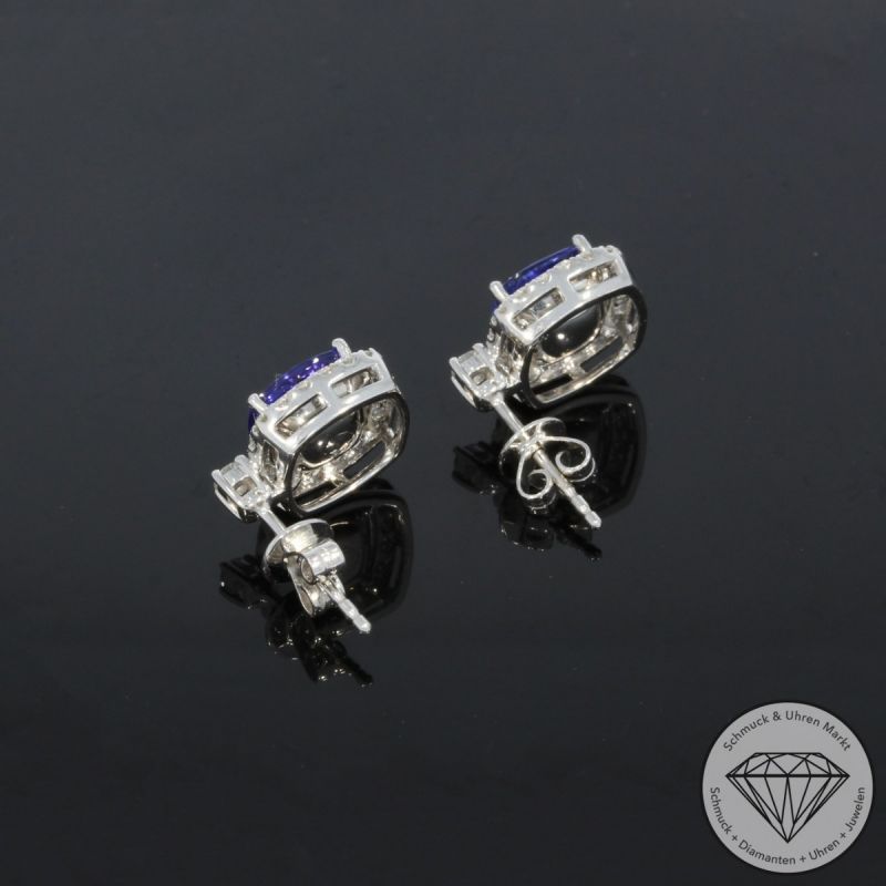 Wert 4090 € Brillant Tansanit Ohrringe in 585er 14 K Weißgold - H1094
