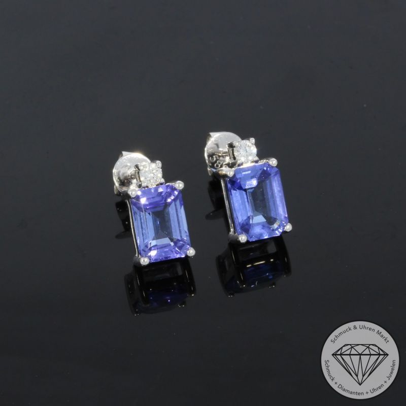 Wert 3050 € Brillant Tansanit Ohrringe in 585er 14 K Weißgold - H1121