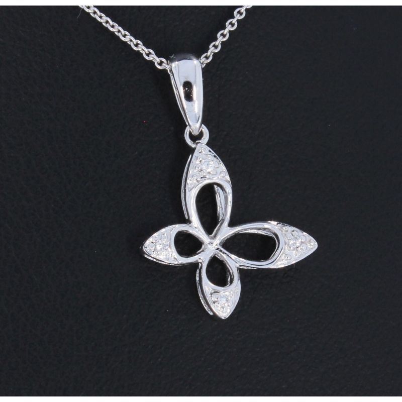 Wert 290 € Brillant Anhänger Schmetterling (0,02 carat) in 585er 14 K Weißgold - H304