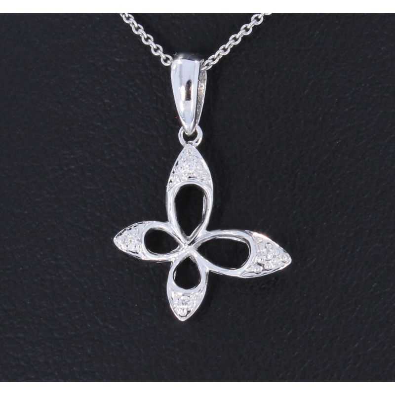 Wert 290 € Brillant Anhänger Schmetterling (0,02 carat) in 585er 14 K Weißgold - H304