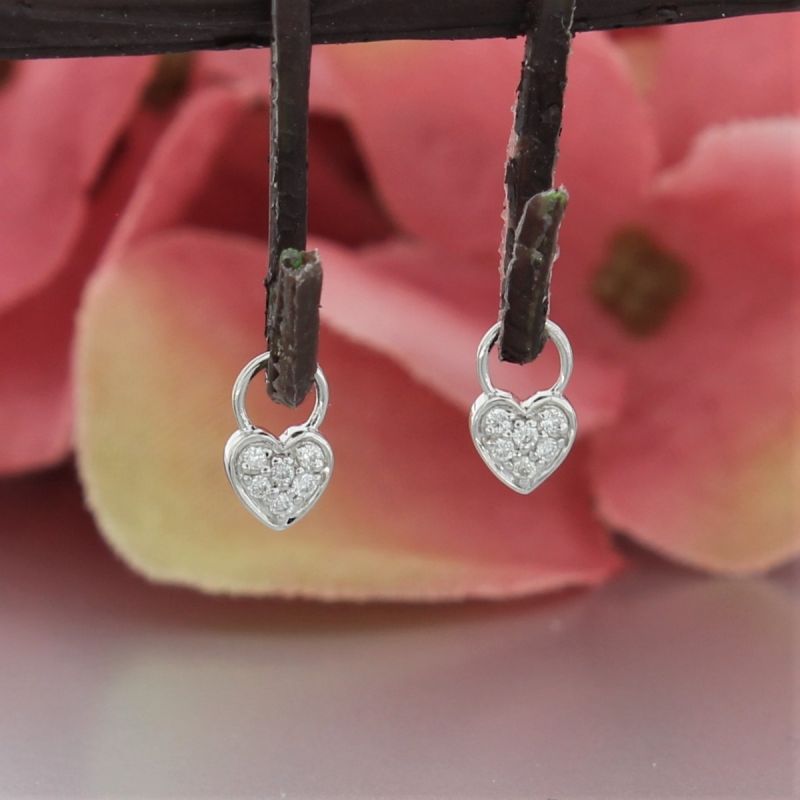 Wert 320 € Brillant Herz Einhänger für Creolen (0,04 carat) in 585er 14 K Weißgold - H768