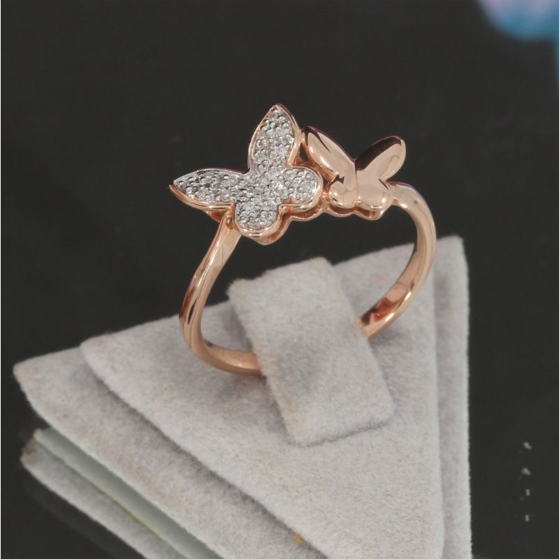 Wert 990 € Brillant Schmetterling Ring (0,08 carat) in 585er 14 K Roségold Gr.54 - H120