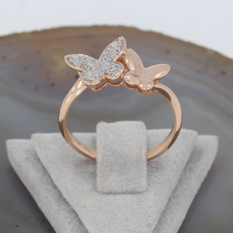 Wert 990 € Brillant Schmetterling Ring (0,08 carat) in 585er 14 K Roségold Gr.54 - H120