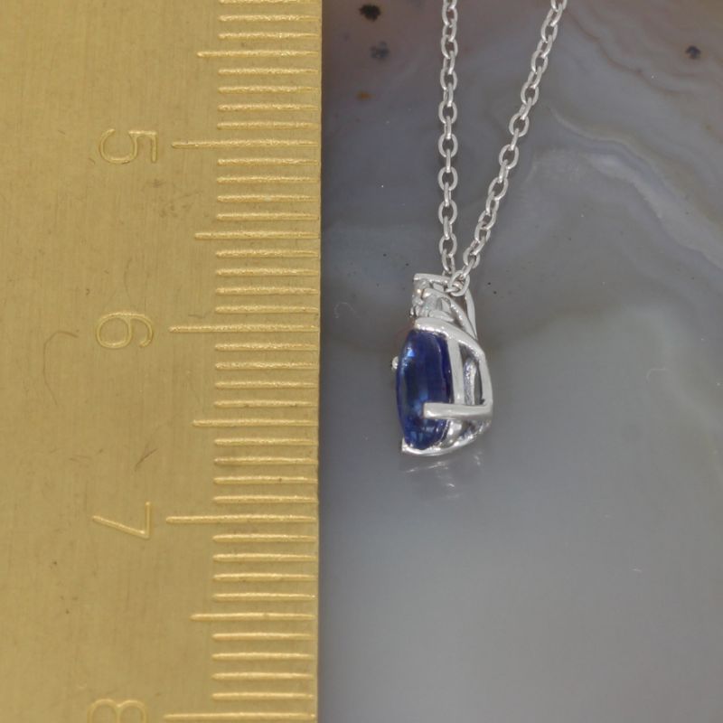 Sale! Wert 990 € Brillant Saphir Anhänger mit Kette in 750er 18 K Weißgold - H12