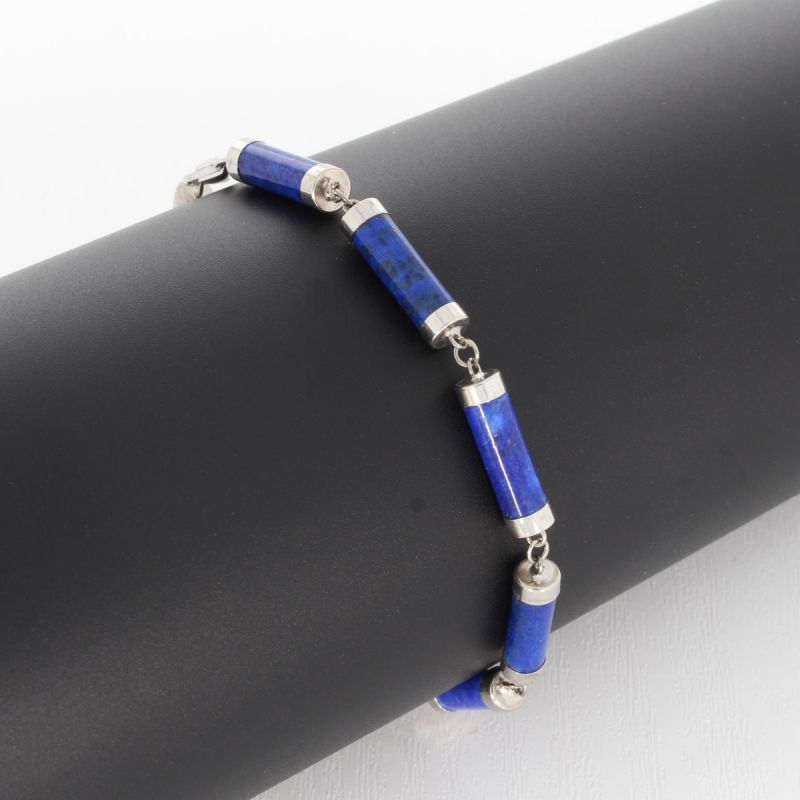 Wert 690 € Lapislazuli Armband in 585er 14 K Weißgold - H1308