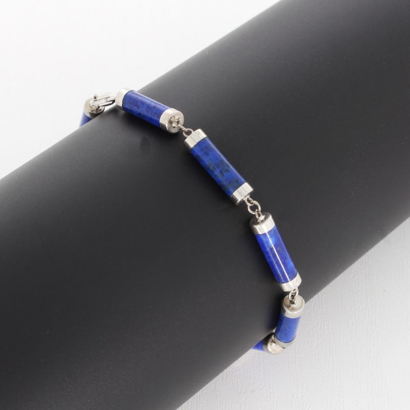 Wert 690 € Lapislazuli Armband in 585er 14 K Weißgold - H1308
