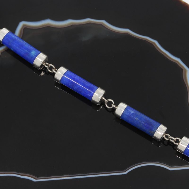 Wert 690 € Lapislazuli Armband in 585er 14 K Weißgold - H1308