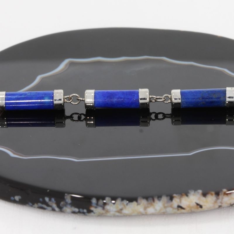 Wert 690 € Lapislazuli Armband in 585er 14 K Weißgold - H1308