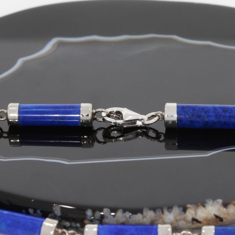 Wert 690 € Lapislazuli Armband in 585er 14 K Weißgold - H1308