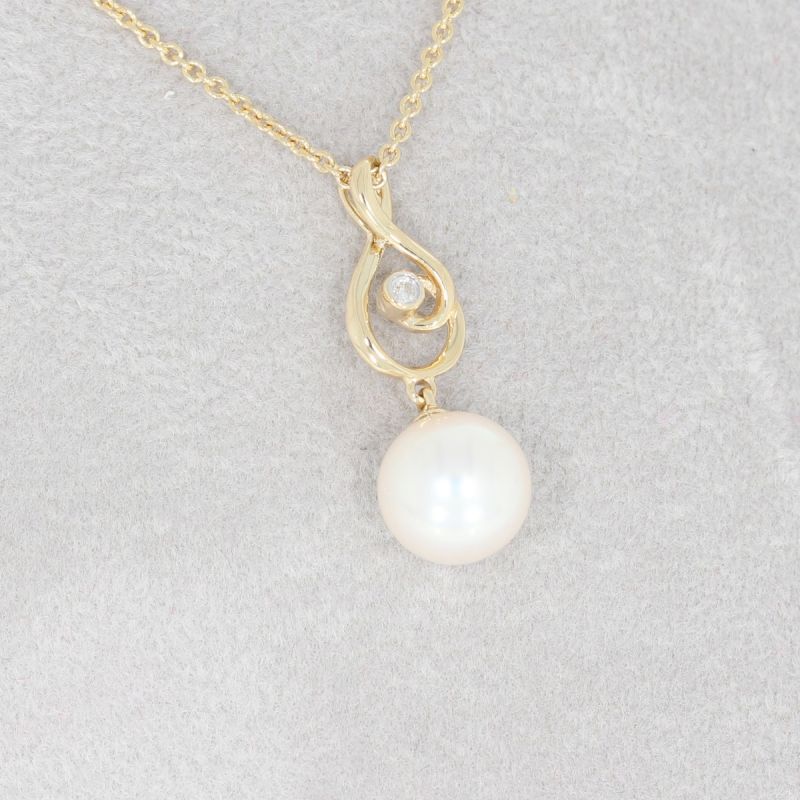 Wert 890 € Brillant Perl Anhänger mit Kette in 585er 14 K Gelbgold - H1385