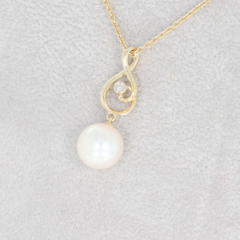 Wert 890 € Brillant Perl Anhänger mit Kette in 585er 14 K Gelbgold - H1385