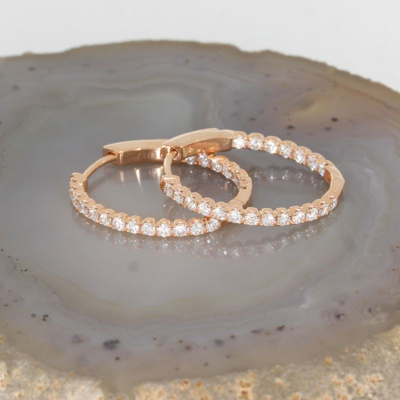 Wert 2890 € Brillant Creolen (0,70 carat) in 585er 14 K Roségold - H1390