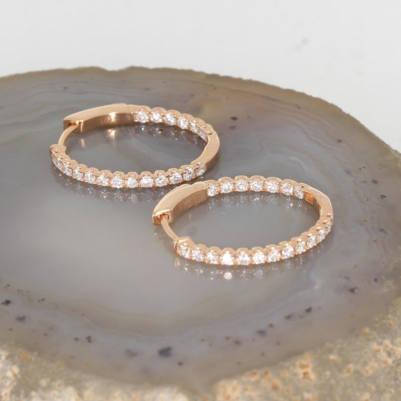 Wert 2890 € Brillant Creolen (0,70 carat) in 585er 14 K Roségold - H1390