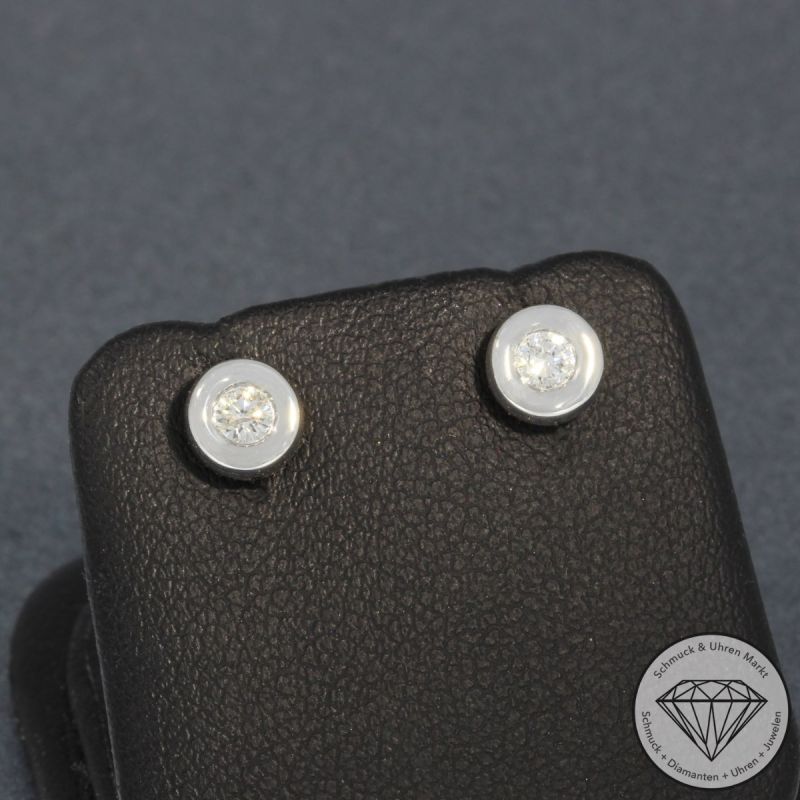 Wert 1090 € Solitär Brillant Ohrstecker Ohrringe (0,20 carat) in 750er 18 K Weißgold - H140