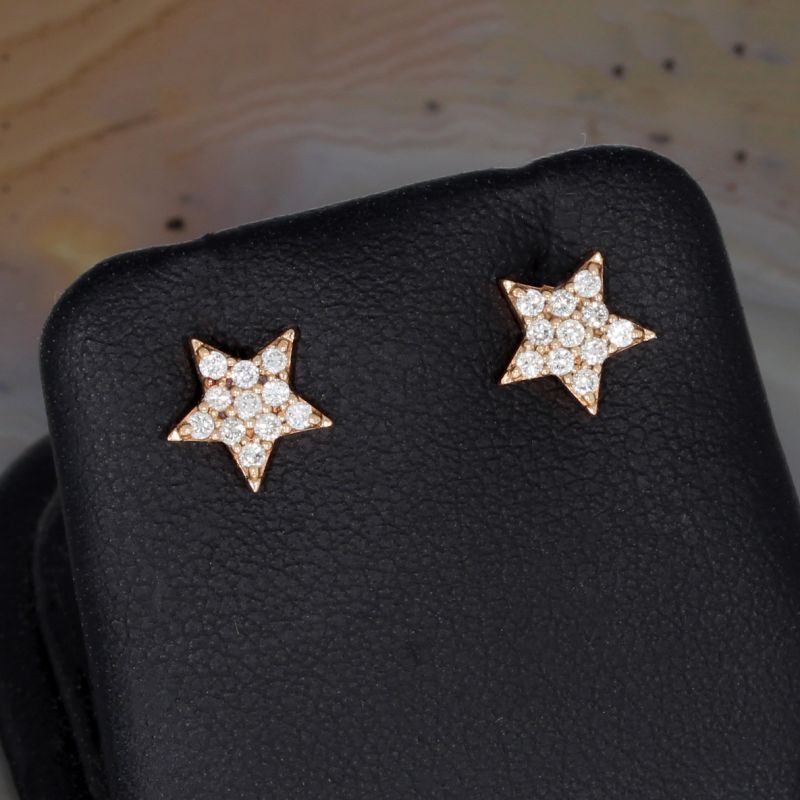 Wert 1490 € Brillant Stern Ohrringe (0,18 carat) in 750er 18 K Roségold - H1421
