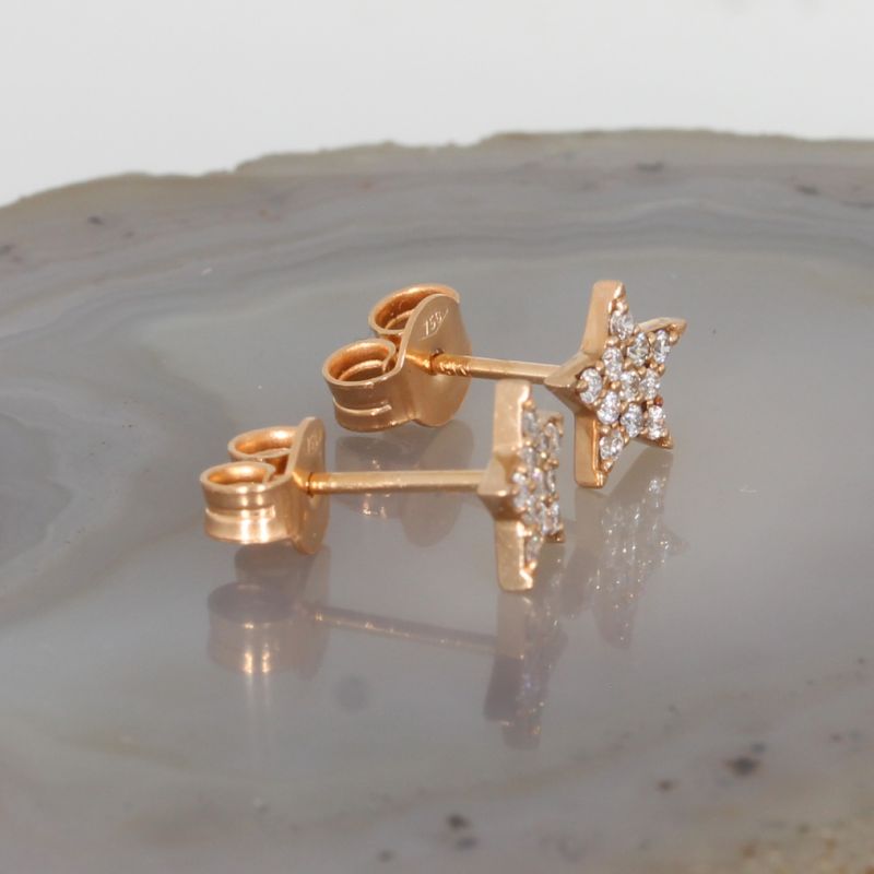 Wert 1490 € Brillant Stern Ohrringe (0,18 carat) in 750er 18 K Roségold - H1421