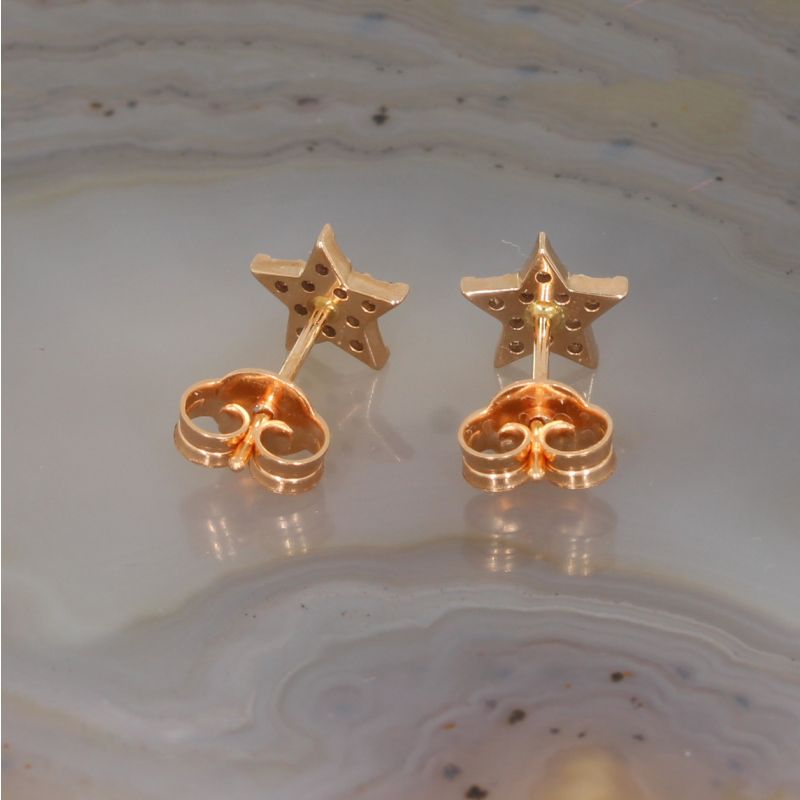 Wert 1490 € Brillant Stern Ohrringe (0,18 carat) in 750er 18 K Roségold - H1421