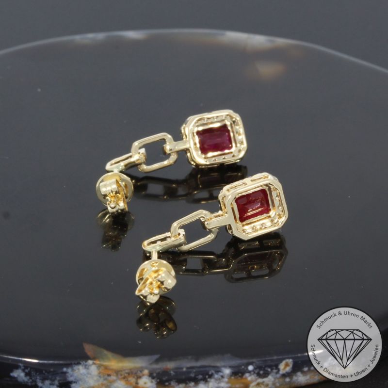 Wert 1950 € Brillant Rubin Ohrringe in 585er 14 K Gelbgold - 97387