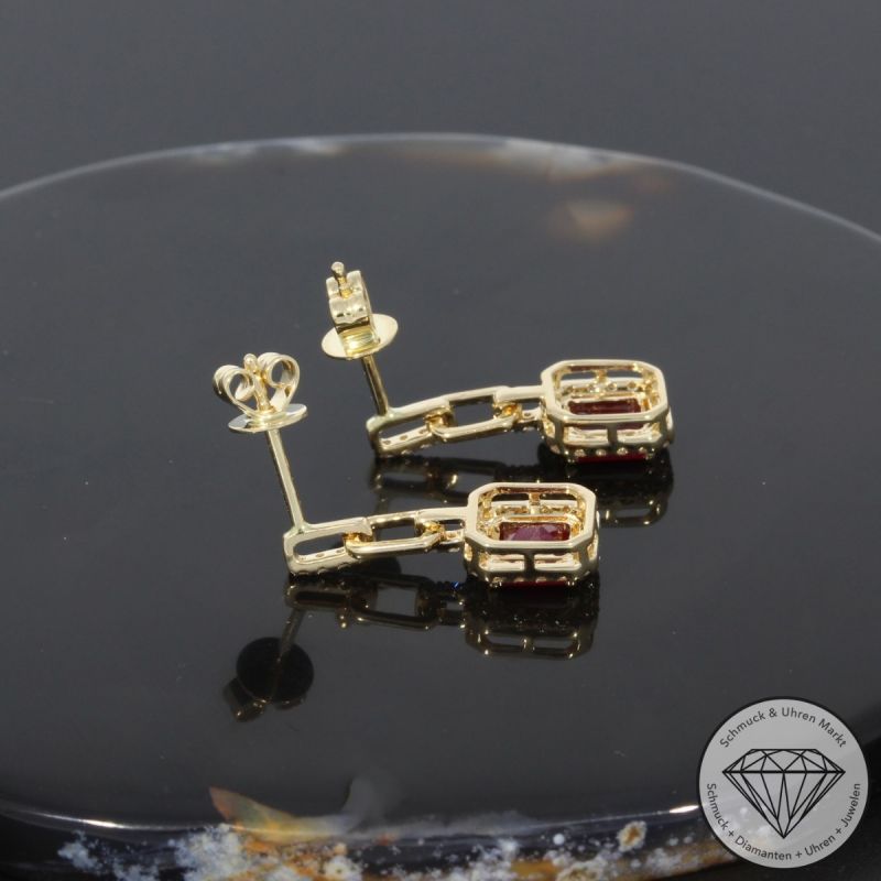Wert 1950 € Brillant Rubin Ohrringe in 585er 14 K Gelbgold - 97387