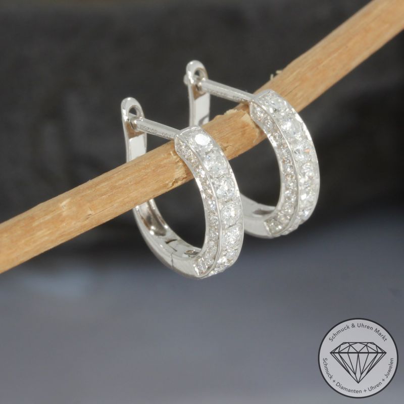 Wert 1790 € Brillant Creolen (0,52 carat) in 750er 18 K Weißgold - H1446
