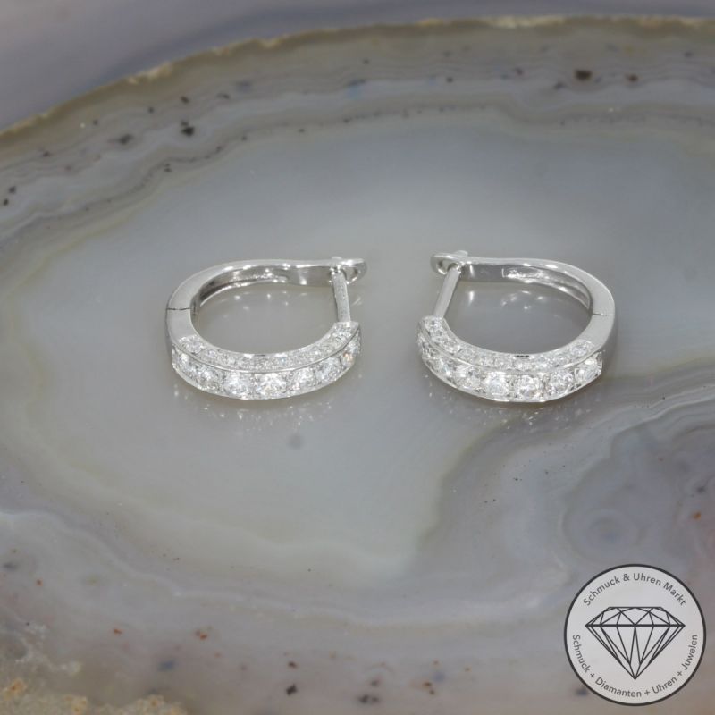 Wert 1790 € Brillant Creolen (0,52 carat) in 750er 18 K Weißgold - H1446