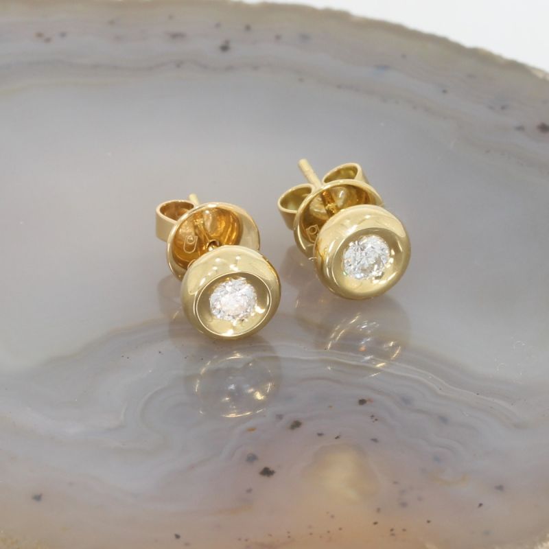 Wert 1590 € Solitär Brillant Ohrstecker Ohrringe (0,30 carat) in 750er 18 K Gelbgold - H145