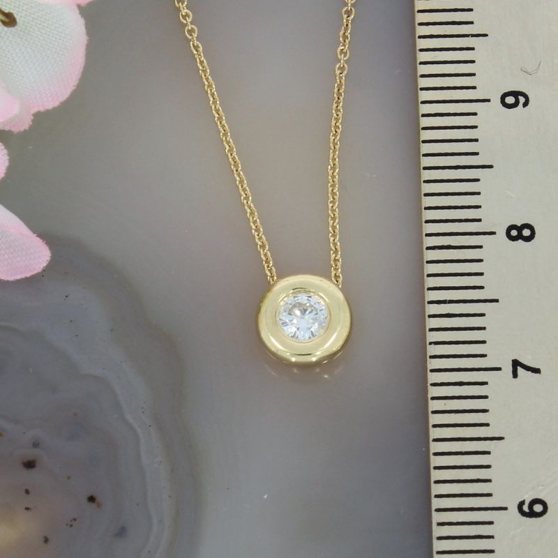 Wert 970 € Solitär Brillant Anhänger Kette (0,15 carat) in 750er 18 K Gelbgold - H150