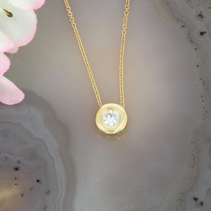 Wert 970 € Solitär Brillant Anhänger Kette (0,15 carat) in 750er 18 K Gelbgold - H150