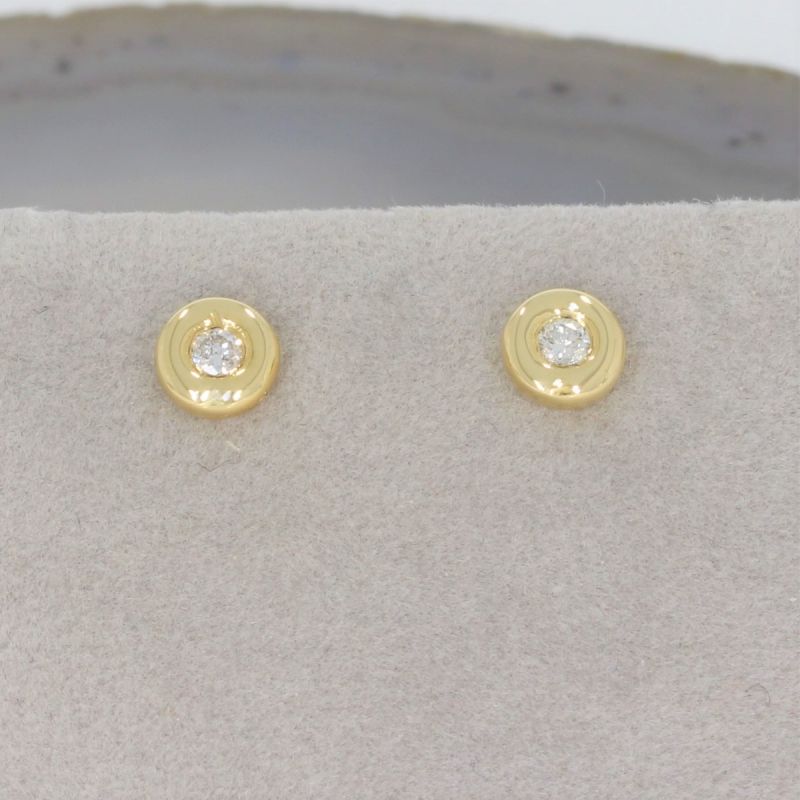 Wert 990 € Solitär Brillant Ohrstecker Ohrringe (0,10 carat) in 750er 18 K Gelbgold - H152