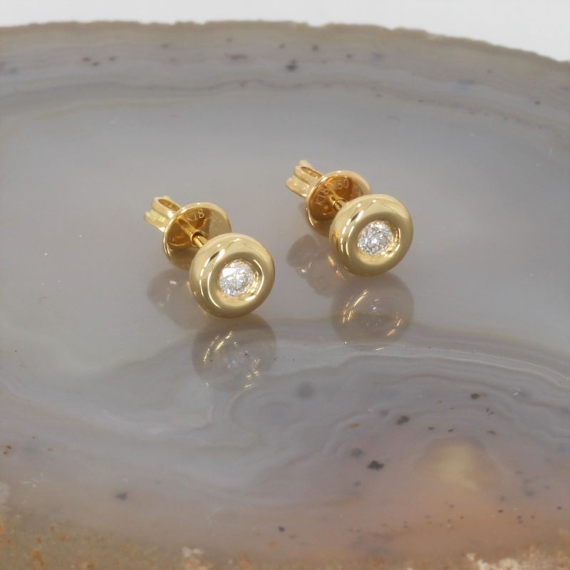Wert 990 € Solitär Brillant Ohrstecker Ohrringe (0,10 carat) in 750er 18 K Gelbgold - H152