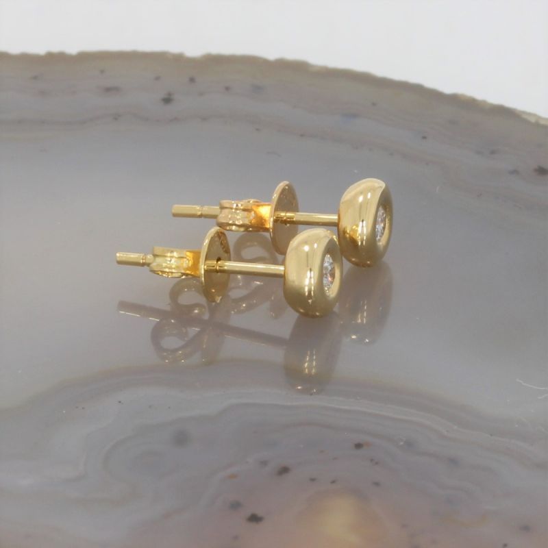 Wert 990 € Solitär Brillant Ohrstecker Ohrringe (0,10 carat) in 750er 18 K Gelbgold - H152