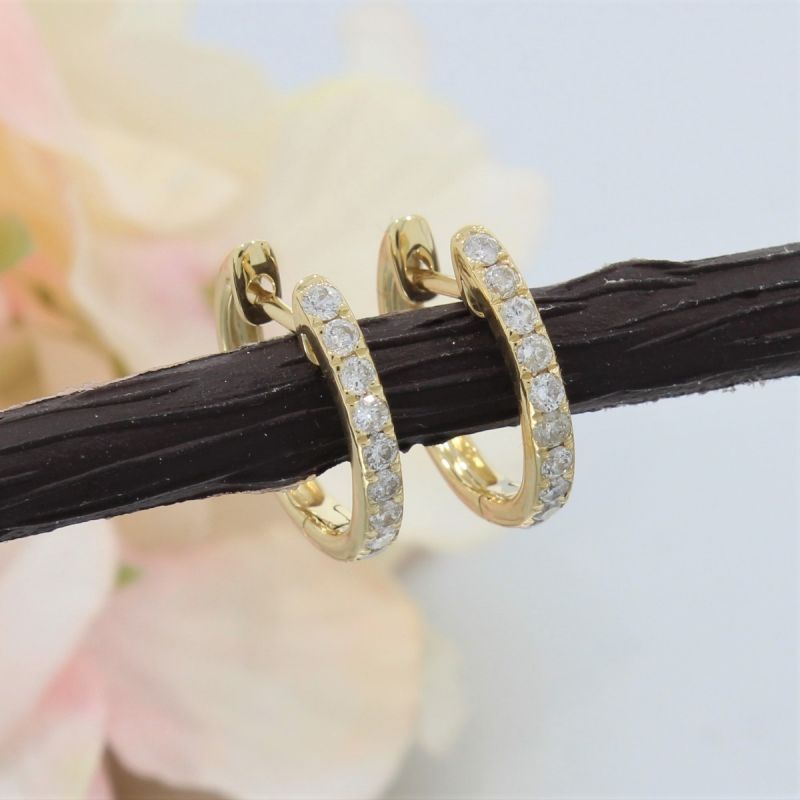 Wert 1890 € Brillant Creolen Ohrringe (0,46 carat) in 750er 18 K Gelbgold - H155