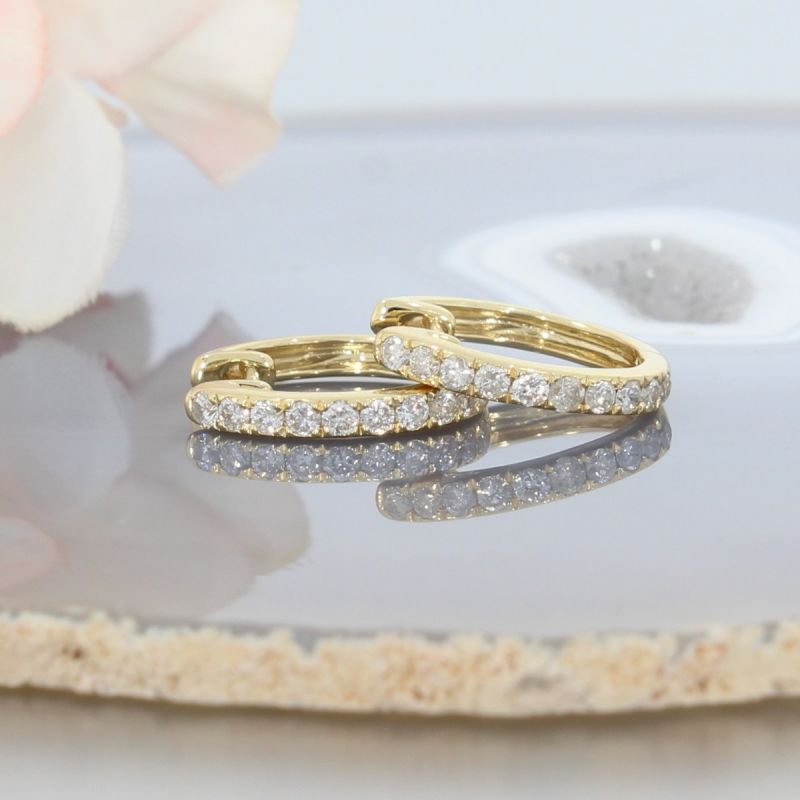 Wert 1890 € Brillant Creolen Ohrringe (0,46 carat) in 750er 18 K Gelbgold - H155
