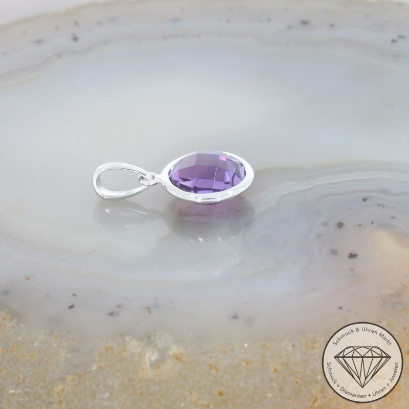 Wert 350 € Amethyst Anhänger (1,95 carat) in 585er 14 K Weißgold - H1640